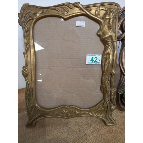 42 - Art nouveau mirror and photo frame