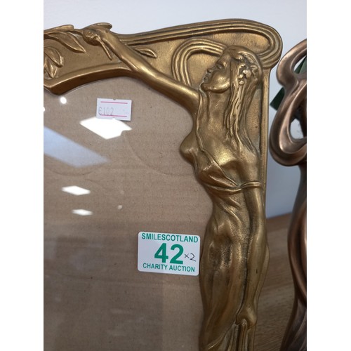 42 - Art nouveau mirror and photo frame