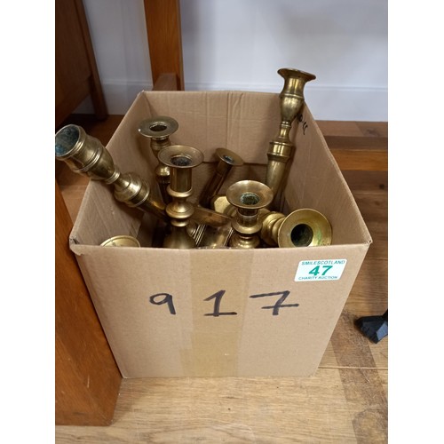 47 - Box lot brass candlesticks