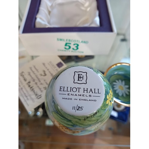 53 - Eliot Hall Enamels frog vase, 11 of 25, signed by artist, Fiona Bakewell