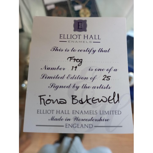 53 - Eliot Hall Enamels frog vase, 11 of 25, signed by artist, Fiona Bakewell