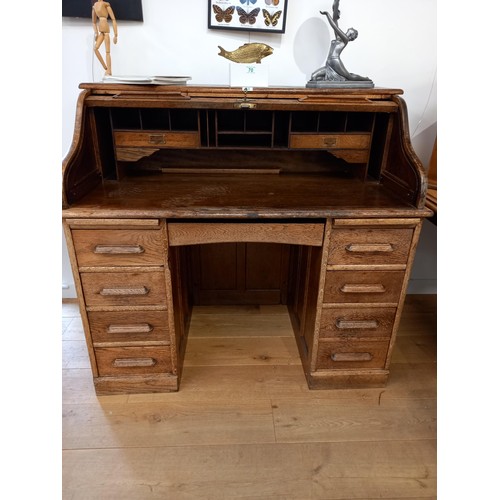 72 - Vintage oak roll-top desk