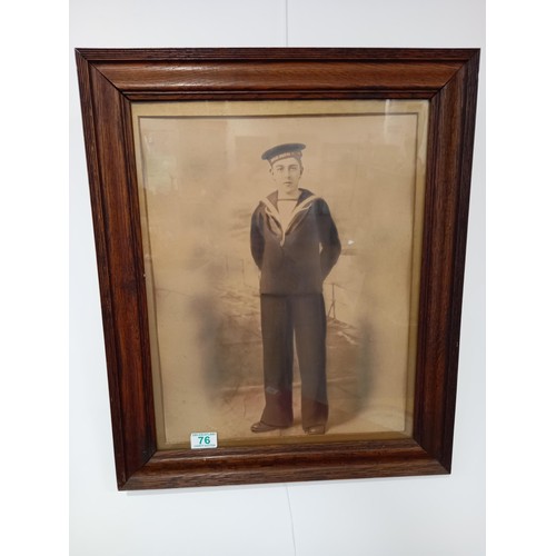 76 - Oak framed picture of a sailor