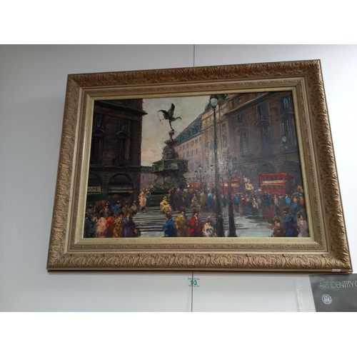 93 - Piccadilly Circus by Olivier, framed original oil painting