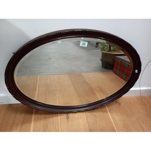 96 - Large vintage oval bevel glass mirror