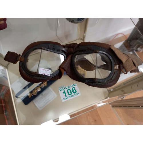 106 - Vintage split screen leather goggles