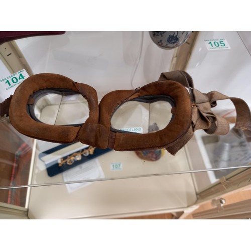 106 - Vintage split screen leather goggles