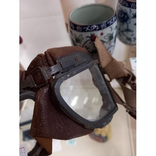 106 - Vintage split screen leather goggles