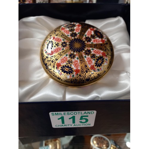 115 - Royal Crown Derby Old Imari pin dish Date MM 2000  approx 8.5cm diameter