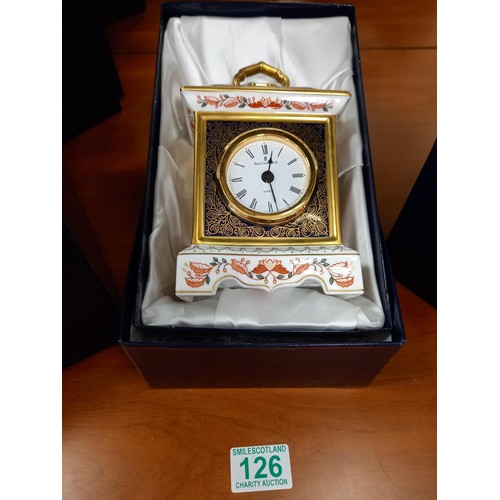 126 - Royal Crown Derby Old Imari mantle clock Date MMV 2005  approx 18cm high