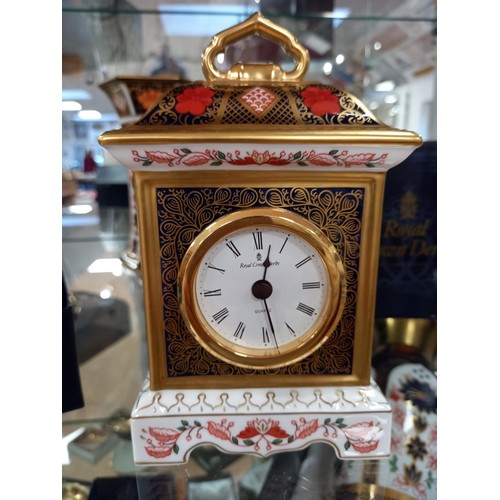 126 - Royal Crown Derby Old Imari mantle clock Date MMV 2005  approx 18cm high