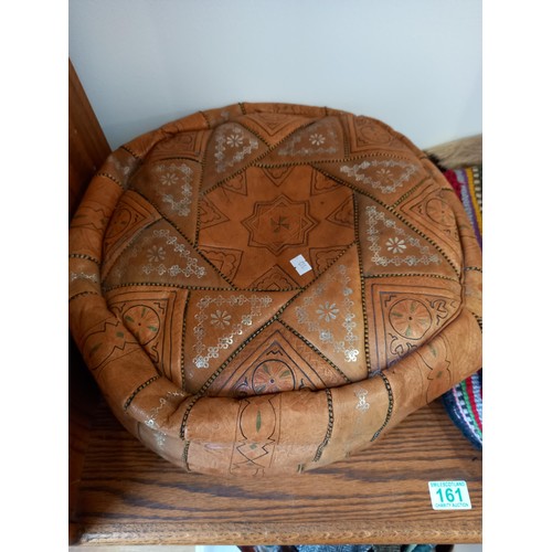 161 - Deer hide, camel cover / saddle bag & leather pouffe