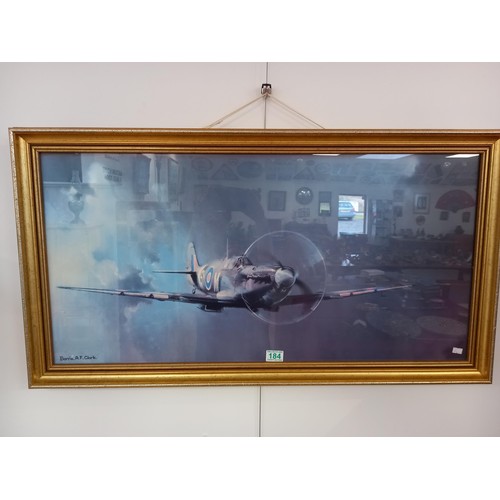 184 - Framed Poster of Spitfire by Barrie Clark