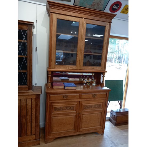 186 - Oak dresser with mirror and book storage