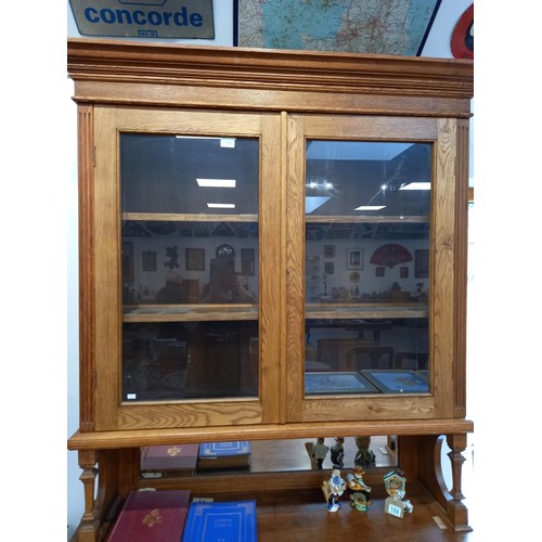 186 - Oak dresser with mirror and book storage