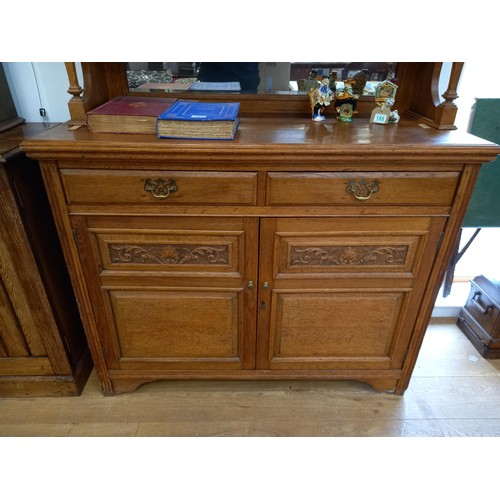 186 - Oak dresser with mirror and book storage