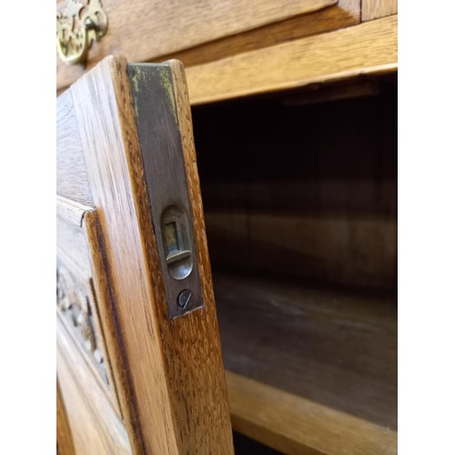 186 - Oak dresser with mirror and book storage