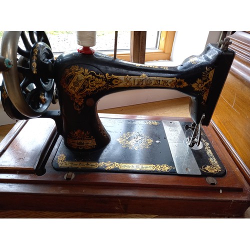 189 - Vintage sewing machine, & card table