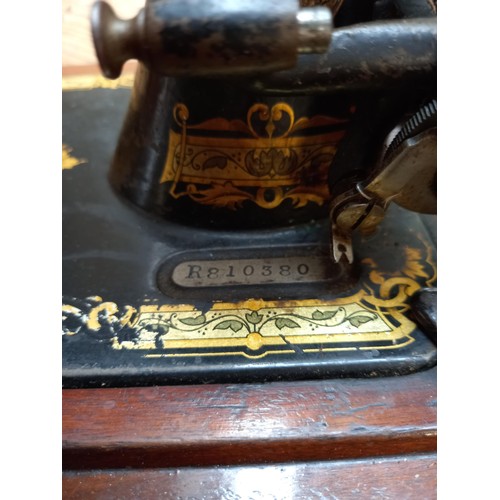 189 - Vintage sewing machine, & card table