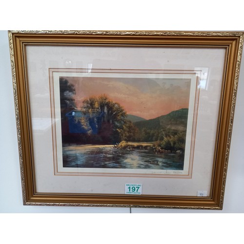 197 - Framed limited edition 321/850 fishing print, signed by Donald Ayres