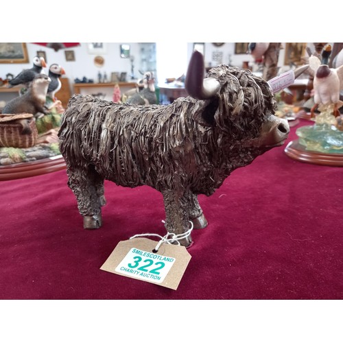 322 - Cold Bronze highland cow 20cm L approx.