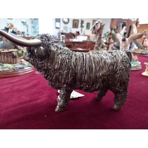 322 - Cold Bronze highland cow 20cm L approx.