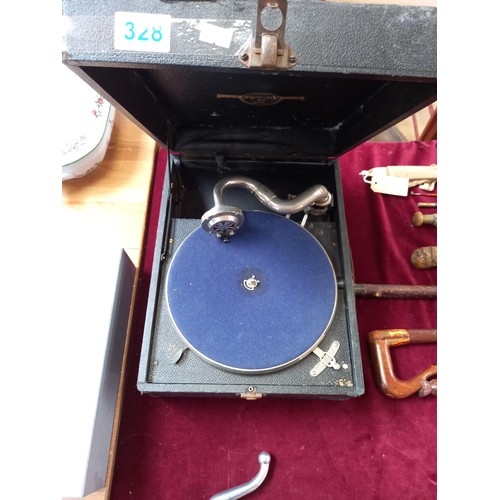 328 - Vintage portable gramophone