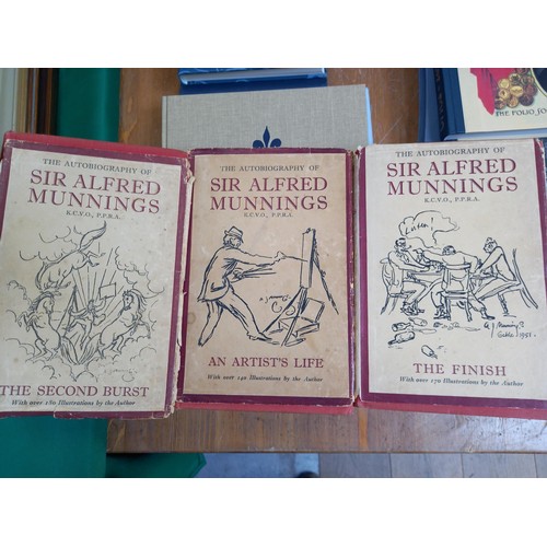 338 - Sir Alfred Munnings biography 1950 first edition in 3 volumes.