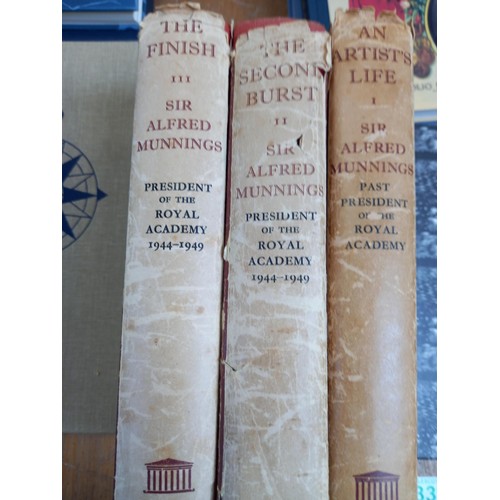 338 - Sir Alfred Munnings biography 1950 first edition in 3 volumes.