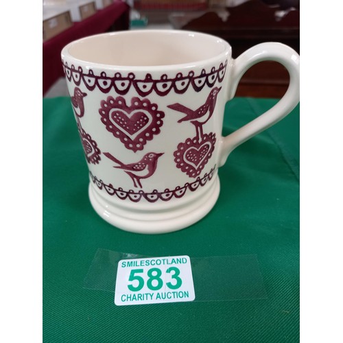 583 - Emma Bridgewater bird and hearts pattern mug made for The Garden Centre Group