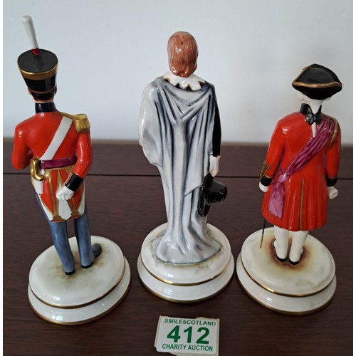 412 - 3 x Michael Sutty figurines. 7th Regiment of Foot 1795  74/250 1st regiment of Foot 112/250 and Lord... 