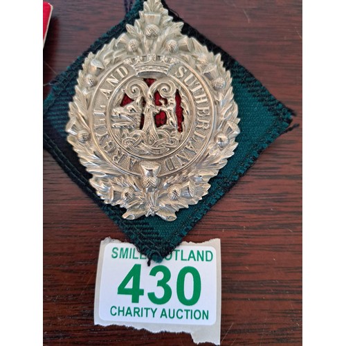 430 - ByDand  Gordon Highlanders large cap badge  and Argyll and Sutherland.