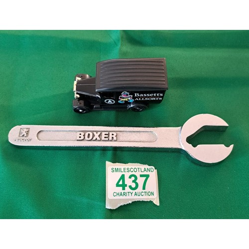 437 - Peugeot Boxer Dealership bottle opener heavy duty and a model van