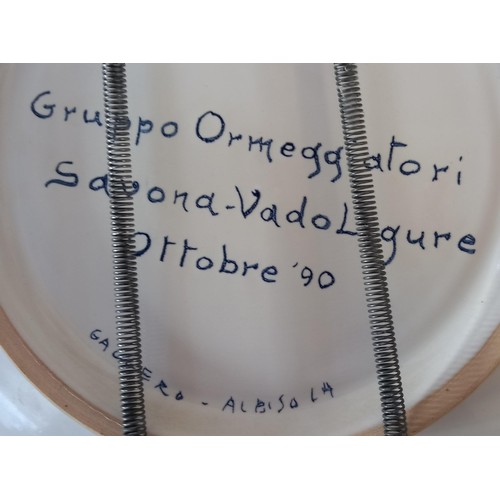 3 - Vintage blue and white plate featuring Gruppo Ormeggiatori 29cm dia. approx.