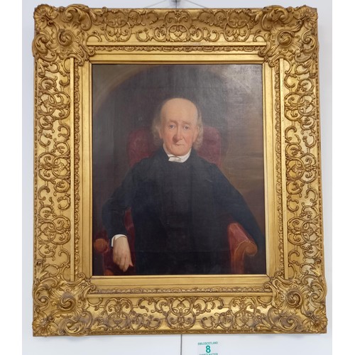 8 - Framed oil painting on canvas of Revd. R. Cock of Bathen, died 1848 aged 91 56x50cm approx.