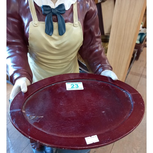 23 - Dumb waiter older lady with tray 86cm H approx.