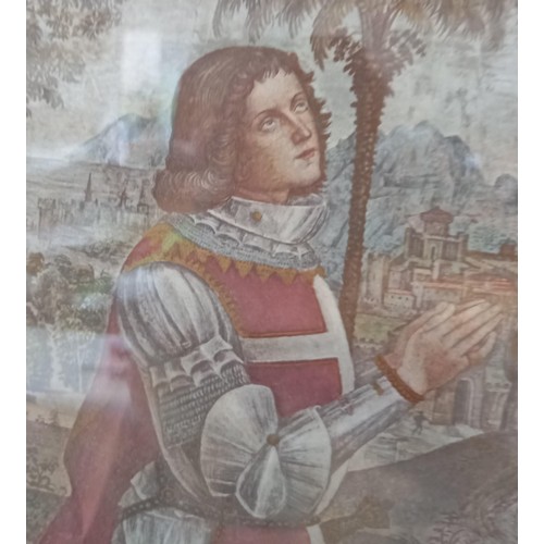28 - A Young Knight Kneeling framed print 40x38cm approx.