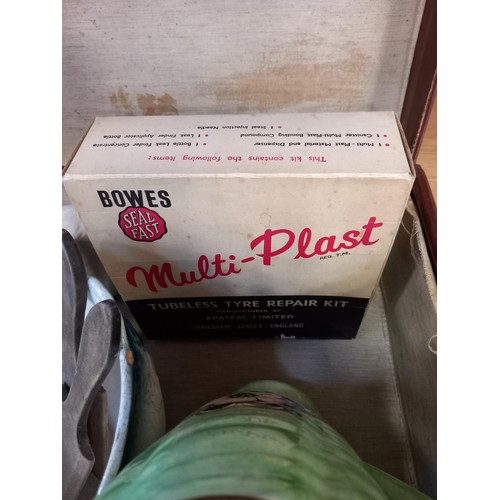 34 - Box of Brass and a case of vintage China ware