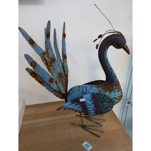 46 - Metal peacock 50cm H approx.