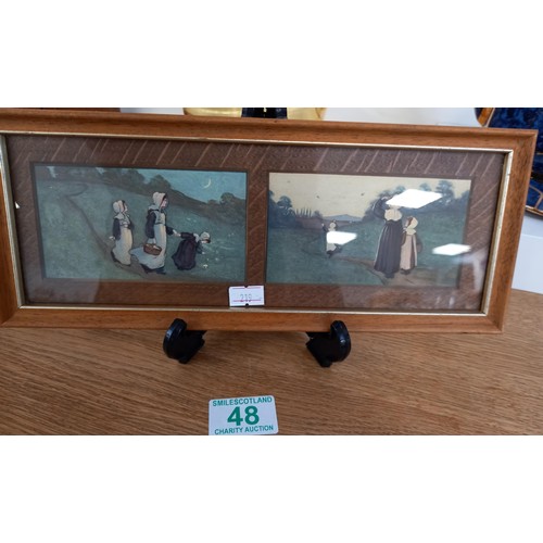 48 - Small double framed picture 30x12cm approx.