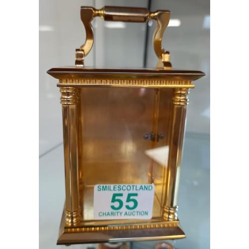 55 - Carriage clock case (no clock) heavy plus carry handle 11x8cm approx.