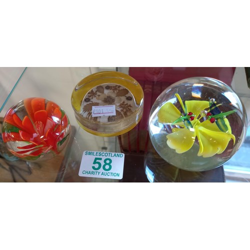 58 - 3x paperweights