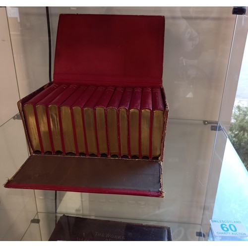 60 - Leather bound box with 12 Tennyson books 1879 in calf leather. Tennyson would have still been alive ... 