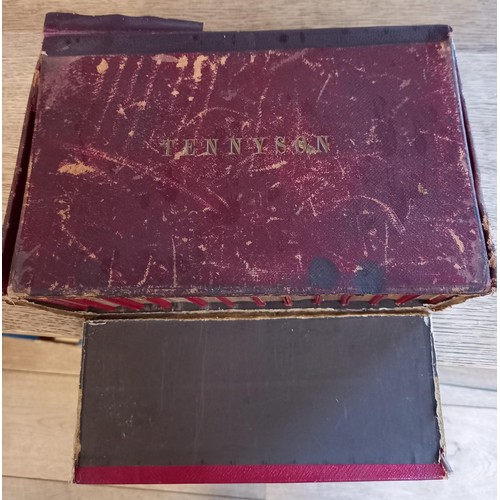 60 - Leather bound box with 12 Tennyson books 1879 in calf leather. Tennyson would have still been alive ... 