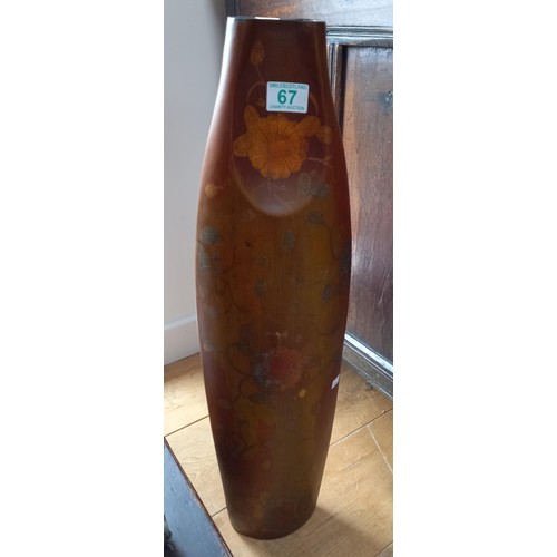 67 - Asian style wooden dry flower vase 70cm H approx.