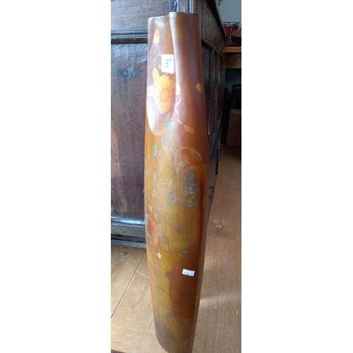 67 - Asian style wooden dry flower vase 70cm H approx.