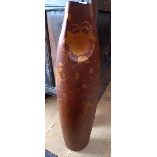 67 - Asian style wooden dry flower vase 70cm H approx.