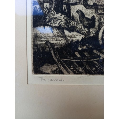 68 - The Harrow etching by W. Wilson 5/40  very rare ltd. Ed. appears to have been stored out of sunlight... 