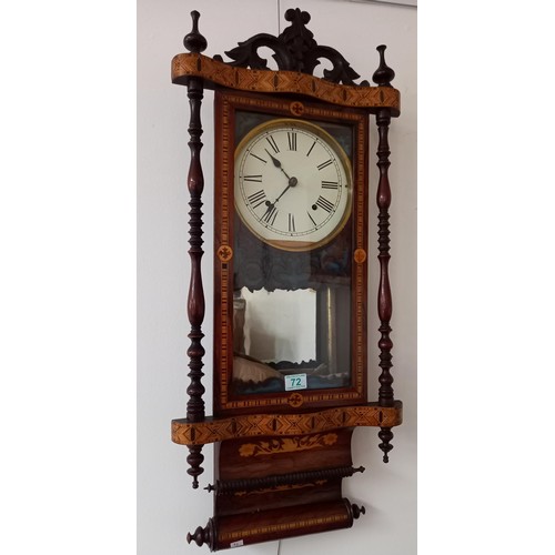 72 - Ornate wall clock with marquetry inlay