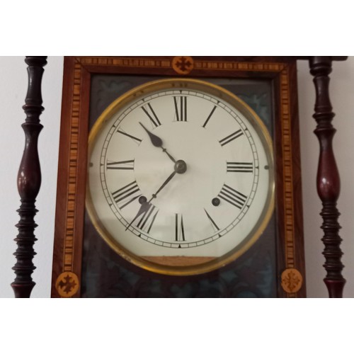 72 - Ornate wall clock with marquetry inlay